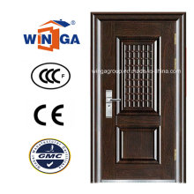 Madera marrón color de seguridad de hierro Metal Puerta de acero (WS-115)